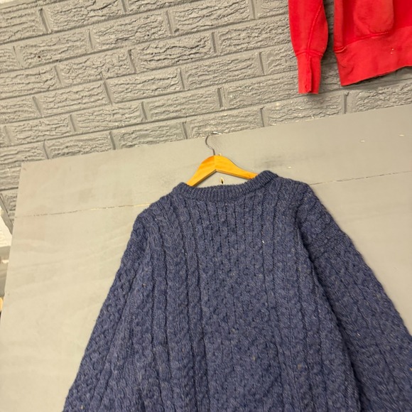 L.L. Bean Other - LL Bean Mens Blue Cable Knit Wool Sweater Made in Ireland Fisherman Large 4466